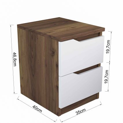 Szafka nocna 47x40 cm brązowa/biała