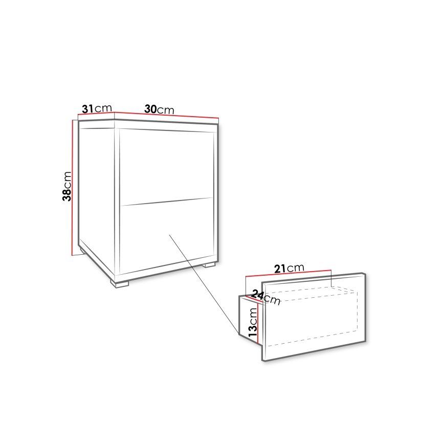 Szafka nocna GESITA 38x30 cm dąb Cremona