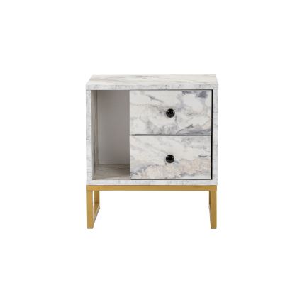Szafka nocna GLIMMER 50x45,2 cm dekor marmuru/złoty