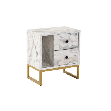 Szafka nocna GLIMMER 50x45,2 cm dekor marmuru/złoty