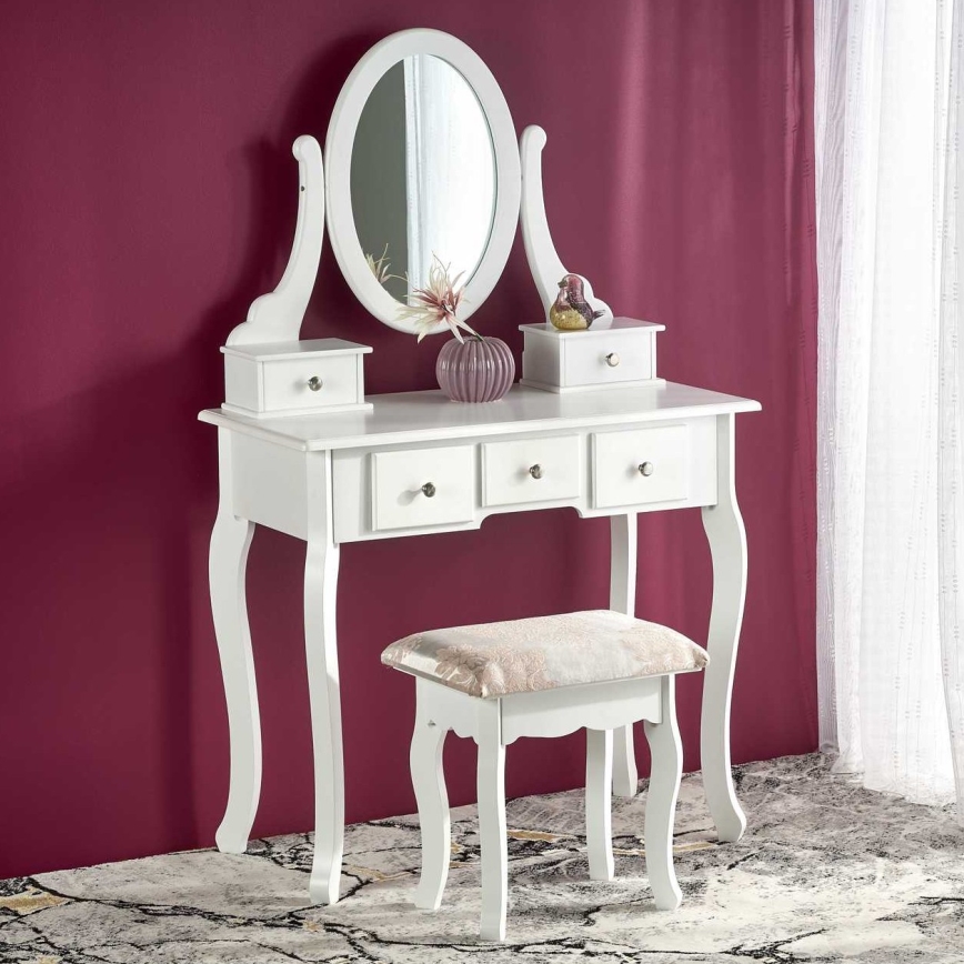 Szafka nocna SARA 80x130 cm + stool 45x37 cm biała