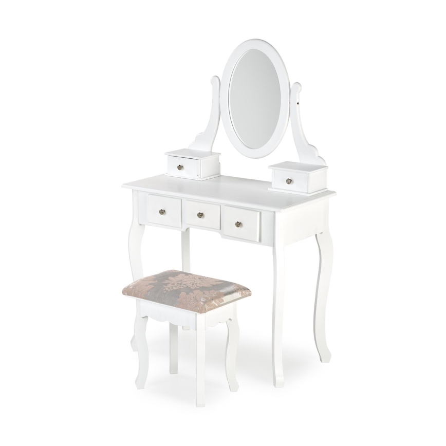 Szafka nocna SARA 80x130 cm + stool 45x37 cm biała