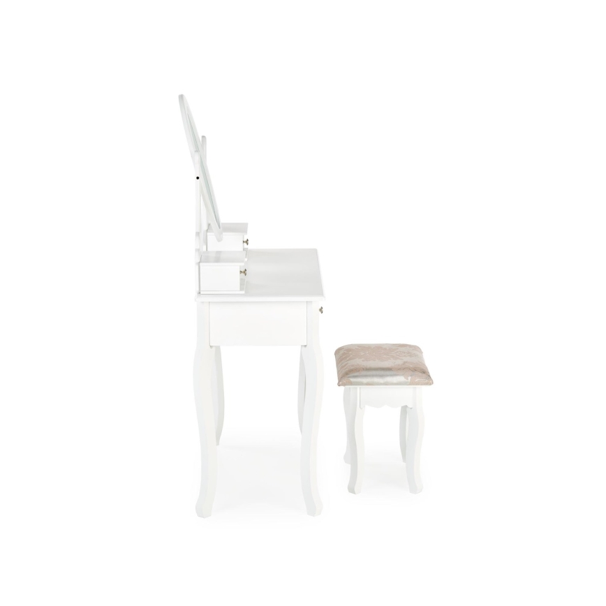 Szafka nocna SARA 80x130 cm + stool 45x37 cm biała