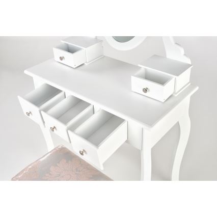 Szafka nocna SARA 80x130 cm + stool 45x37 cm biała