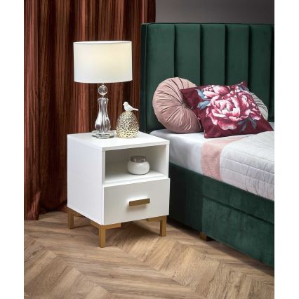 Szafka nocna SILVIA 52x40 cm biała/złota