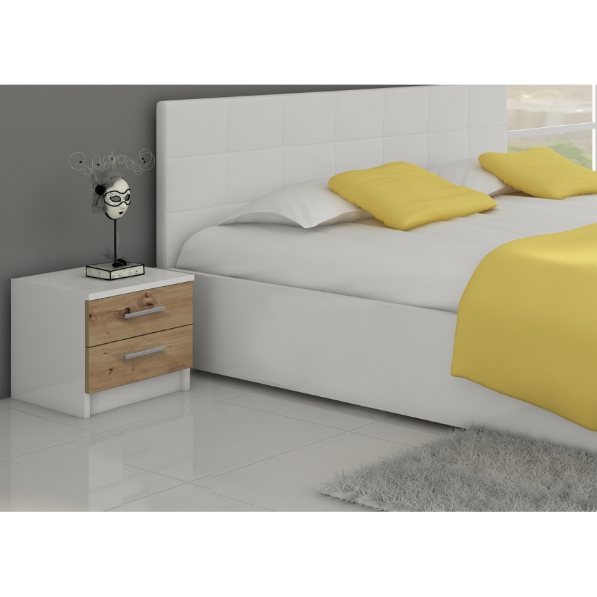 Szafka nocna TOD biały/dąb artisan