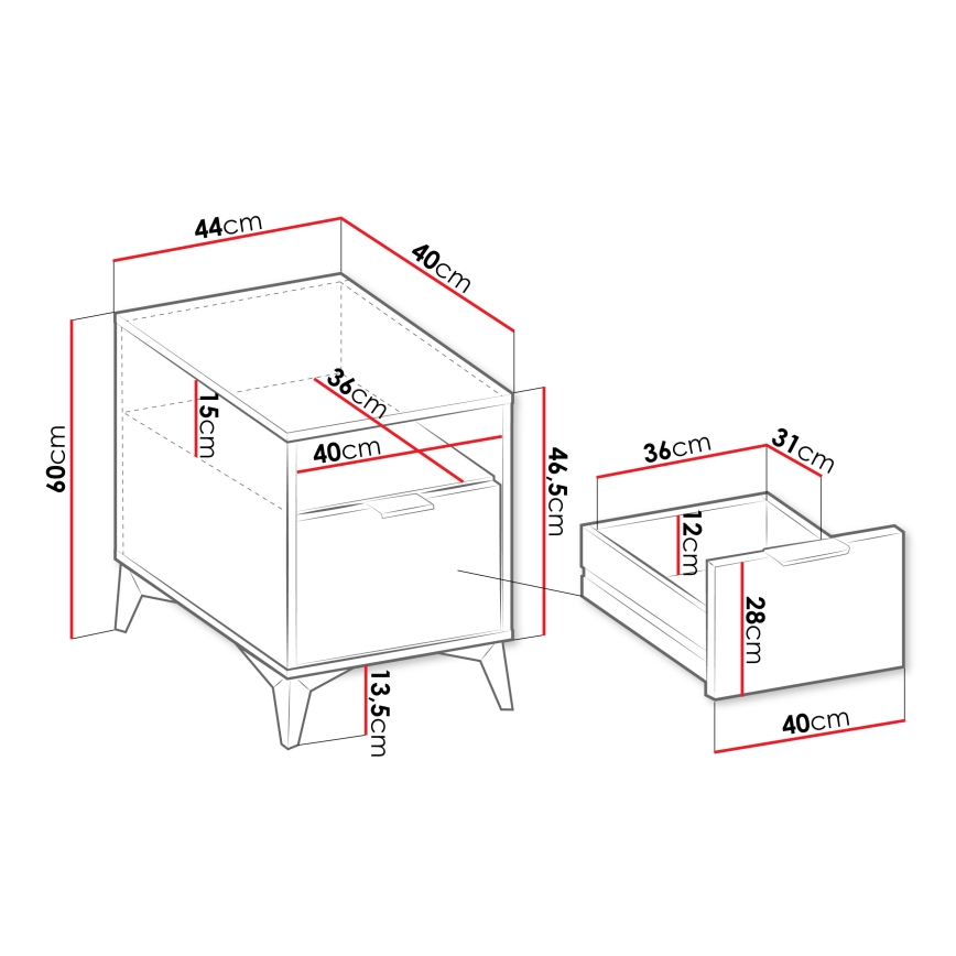 Szafka nocna XYLIX 60x44 cm beżowa