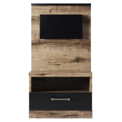 Szafka nocna z podświetleniem LED  LANDU 92,5x50 cm brązowa/czarna
