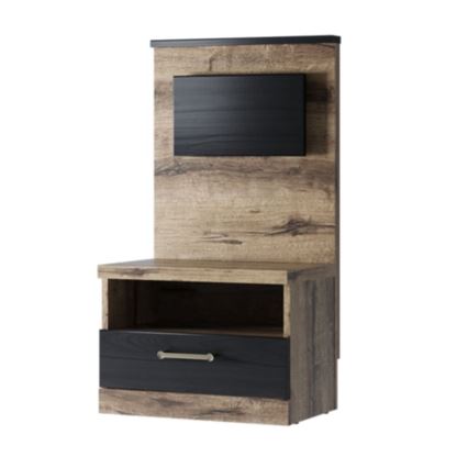 Szafka nocna z podświetleniem LED  LANDU 92,5x50 cm brązowa/czarna