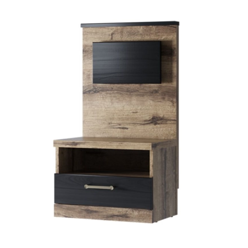 Szafka nocna z podświetleniem LED  LANDU 92,5x50 cm brązowa/czarna
