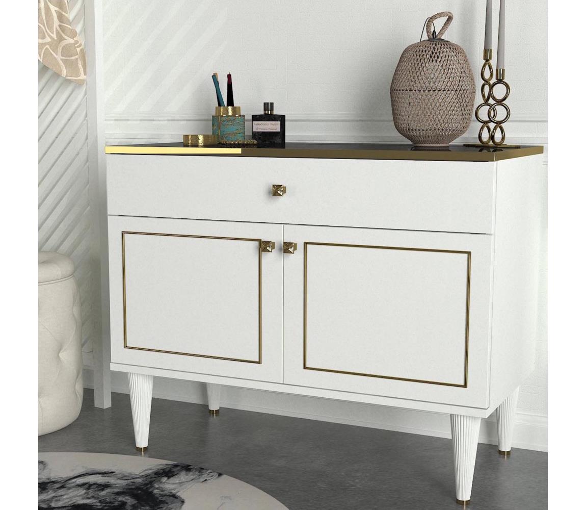 Szafka RAVENNA 76x90 cm biała/złota