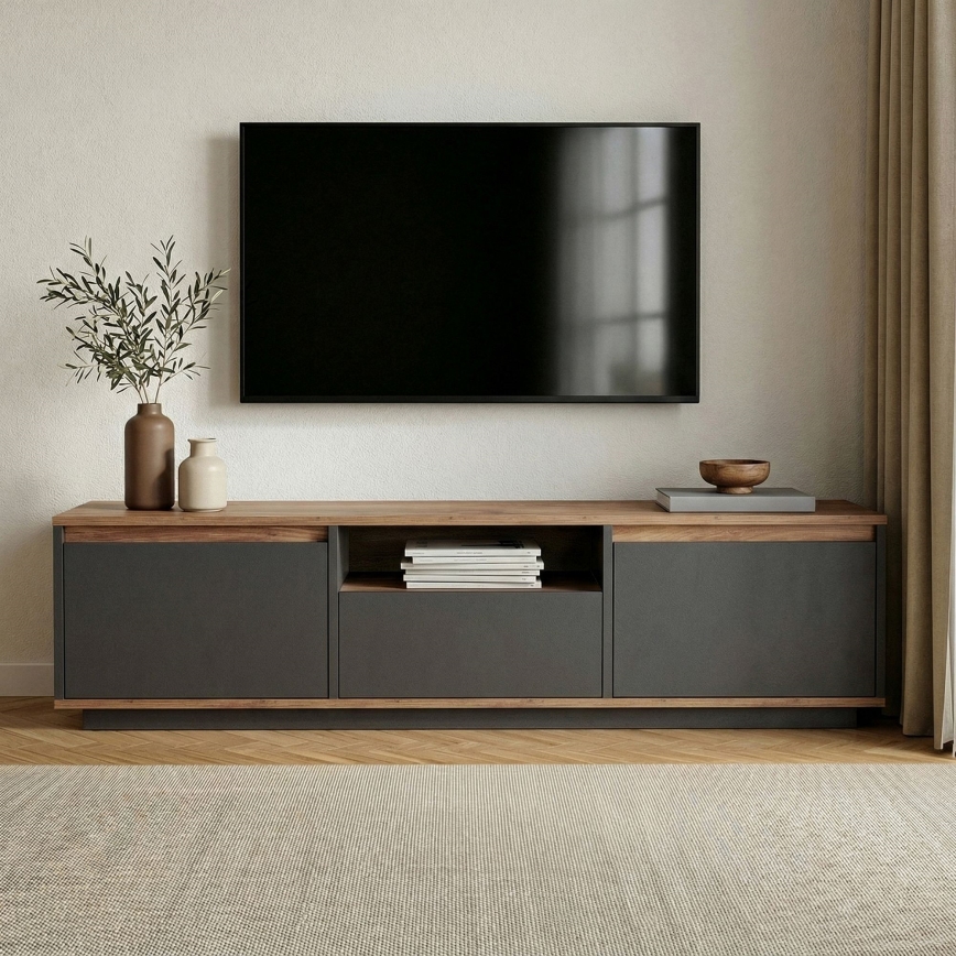 Szafka RTV KREDE 160x30 cm antracyt/sosna