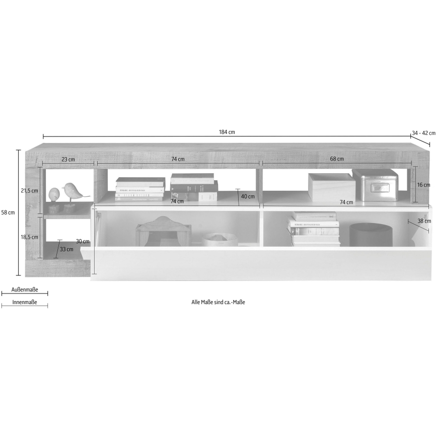 Szafka RTV LENOR biały/jasny dąb