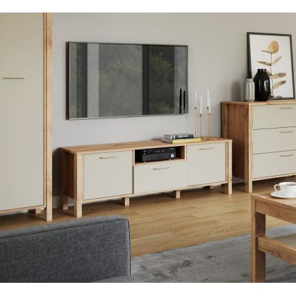 Szafka RTV MENTA 138x49 cm dąb wotan/szary