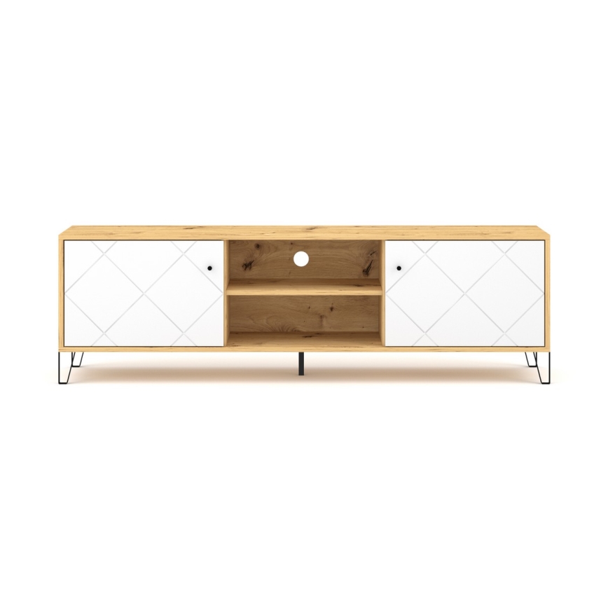 Szafka RTV SULA dąb artisan/biała