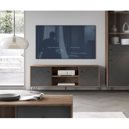 Szafka RTV SULA dąb craft/czarny