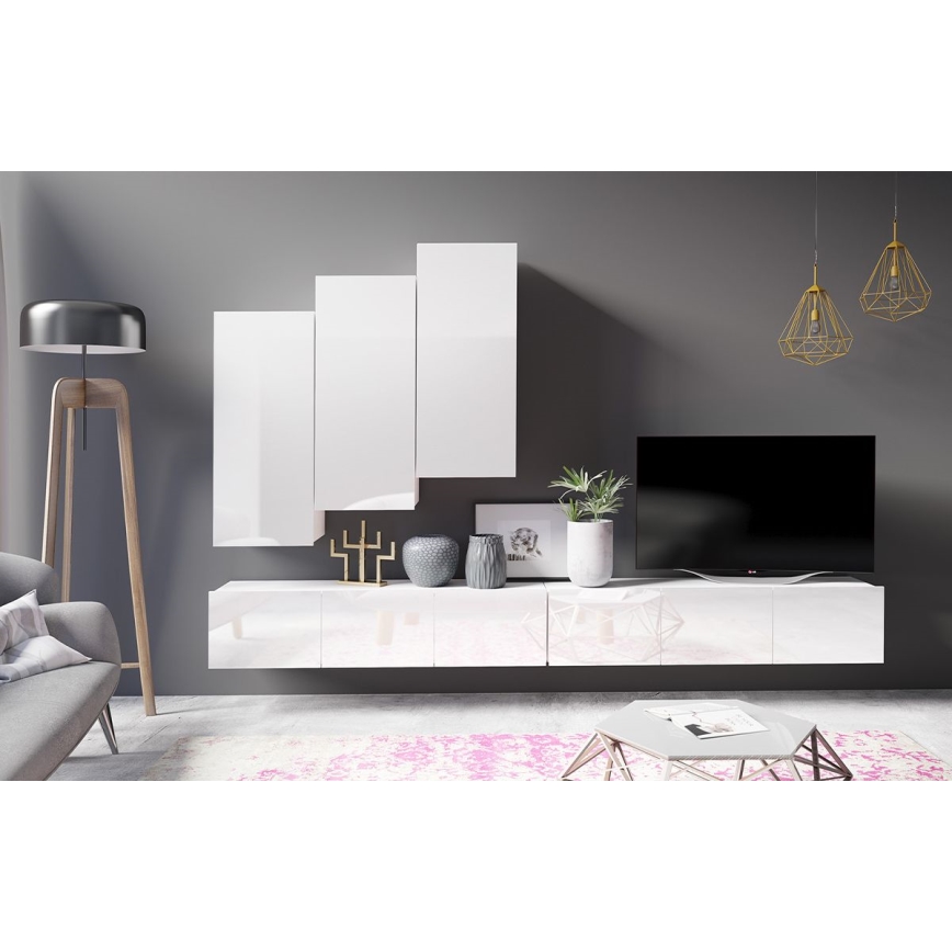 Szafka ścienna PAVO 117x45 cm błyszcząca biel