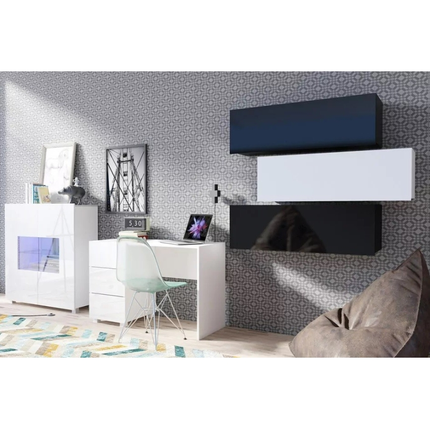 Szafka ścienna PAVO 35x105 cm błyszcząca biała/matowa biała