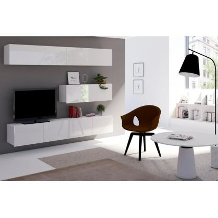 Szafka ścienna PAVO 35x105 cm błyszcząca biała/matowa biała