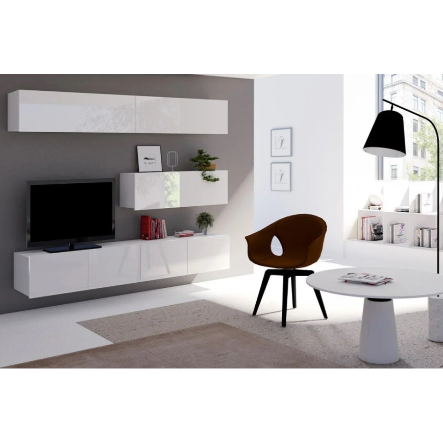 Szafka ścienna PAVO 35x105 cm błyszcząca biała/matowa biała