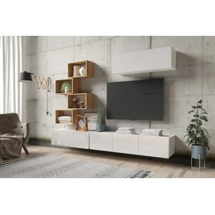 Szafka ścienna PAVO 35x105 cm błyszcząca biała/matowa biała