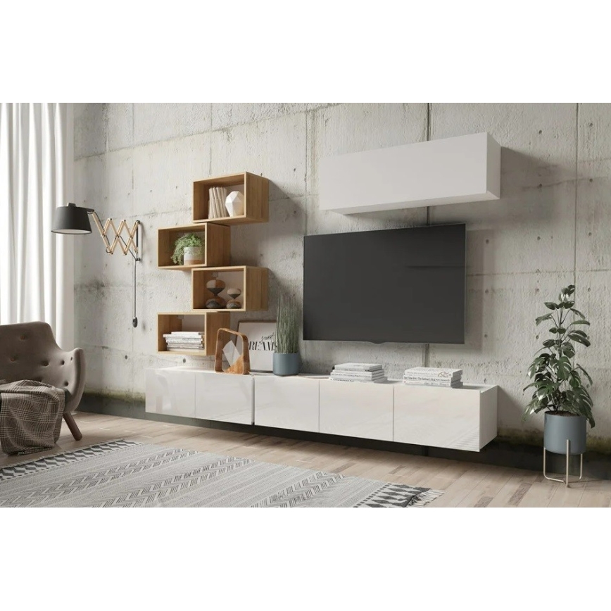 Szafka ścienna PAVO 35x105 cm błyszcząca biała/matowa biała