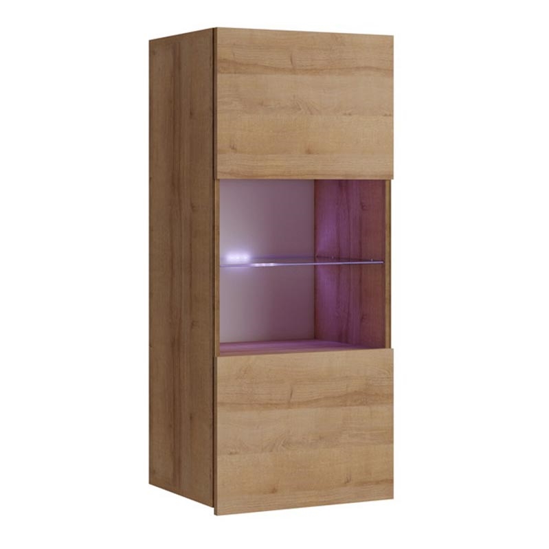 Szafka ścienna z oświetleniem LED PAVO 117x45 cm dąb złoty