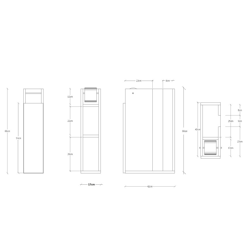 Szafka z uchwytem na papier toaletowy PAPIER 66x42 cm biała