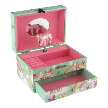 Szkatułka na biżuterię z pozytywką — jednorożec
