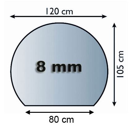 Szkło pod piec 1200x1050x8 mat. półokrągłe