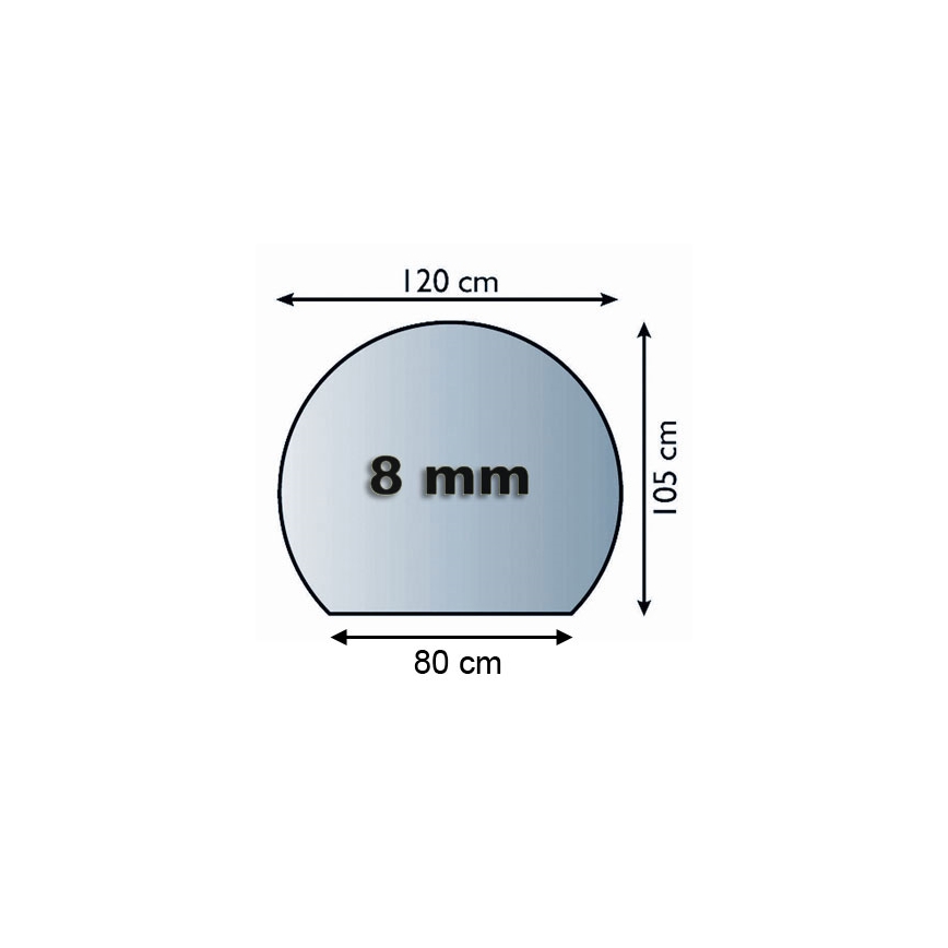 Szkło pod piec 1200x1050x8 mat. półokrągłe