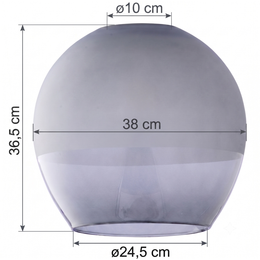 Szkło zamienne do żyrandola KULA E27, śr. 38 cm, dymione szare