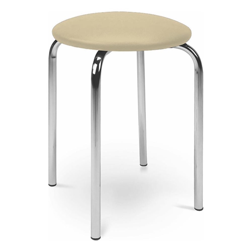 Taboret CHICO 47x41 cm beżowy/chrom