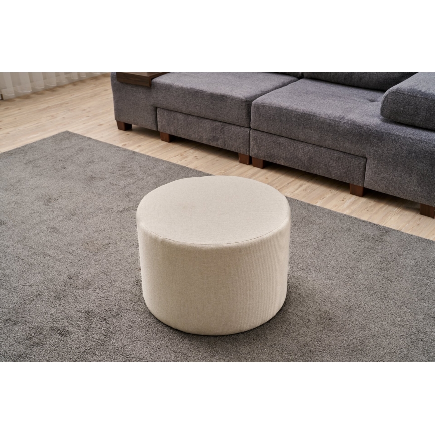 Taboret RABO, średnica 58 cm, kremowy