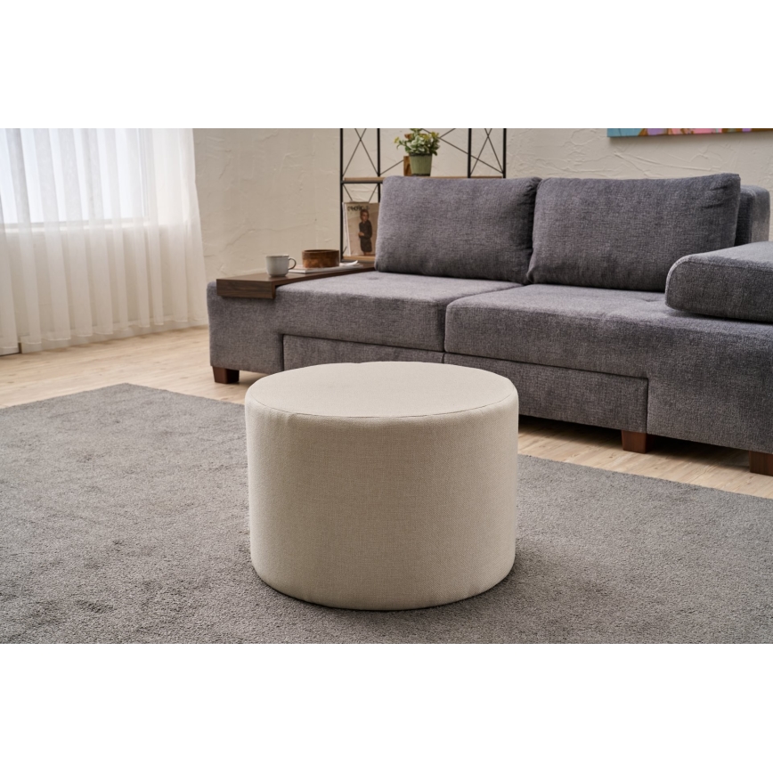 Taboret RABO, średnica 58 cm, kremowy