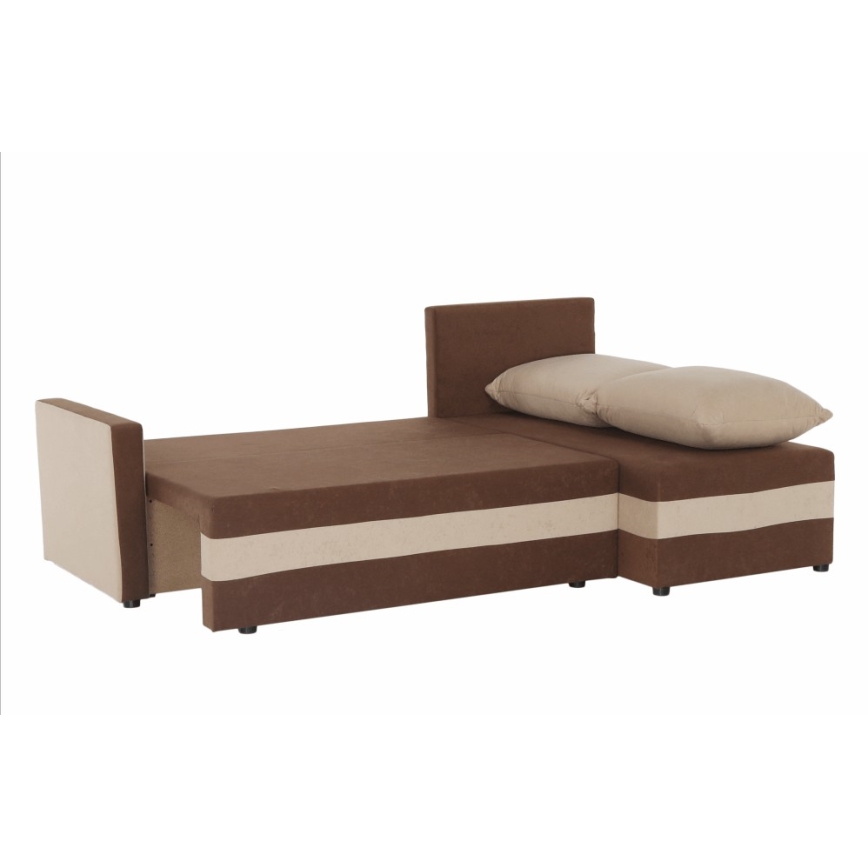 Tapicerowana, uniwersalna rozkładana narożna sofa typu L BRISTOL brązowy/beżowy
