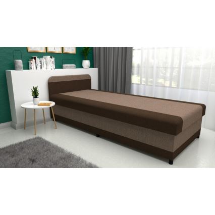 Tapicerowana kanapa z pojemnikiem TALI 80x202 brązowo-beżowa