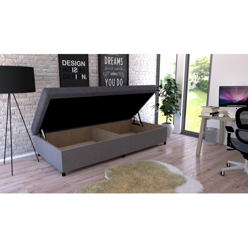 Tapicerowana leżanka z pojemnikiem CORY 80x200 szara