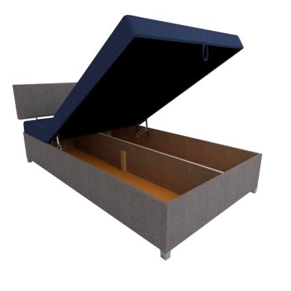 Tapicerowana leżanka z regulacją położenia i pojemnikiem na pościel DALLAS 108x205 cm szary/niebieski