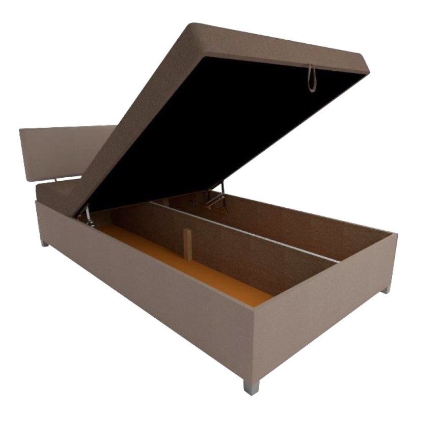 Tapicerowany tapczan z regulacją położenia i pojemnym schowkiem na pościel DALLAS 108x205 cm brązowy/ciemny brąz