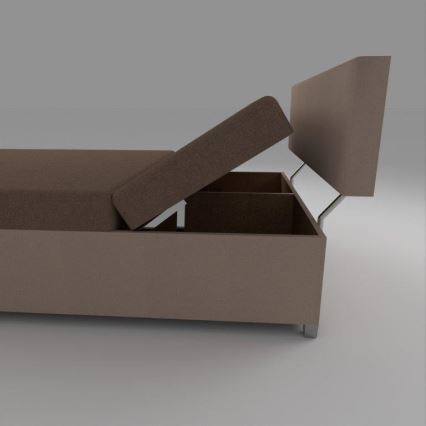 Tapicerowany tapczan z regulacją położenia i pojemnym schowkiem na pościel DALLAS 108x205 cm brązowy/ciemny brąz