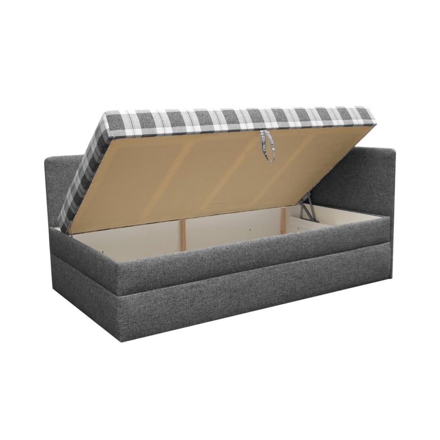 Tapicerowana leżanka z uniwersalnym wezgłowiem L/P ARLY 110x200 cm antracyt/biały