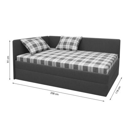 Tapicerowana leżanka z uniwersalnym wezgłowiem L/P ARLY 110x200 cm antracyt/biały