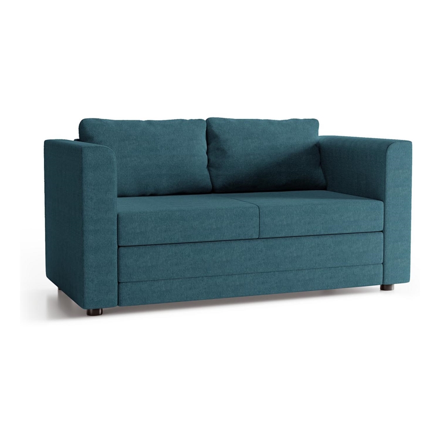 Tapicerowana rozkładana dwuosobowa sofa z podłokietnikami LAYLA niebieska