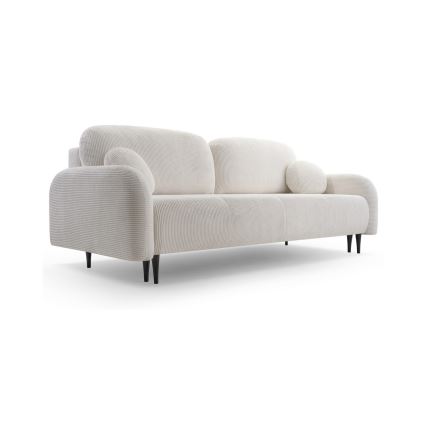 Tapicerowana rozkładana sofa trzyosobowa CLOUDY, kremowa