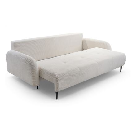 Tapicerowana rozkładana sofa trzyosobowa CLOUDY, kremowa