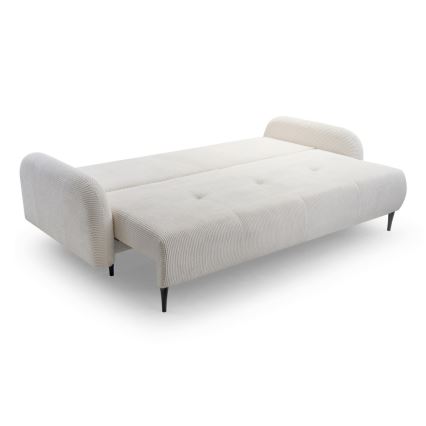 Tapicerowana rozkładana sofa trzyosobowa CLOUDY, kremowa