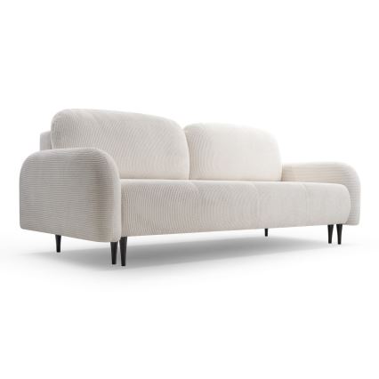Tapicerowana rozkładana sofa trzyosobowa CLOUDY, kremowa
