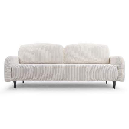 Tapicerowana rozkładana sofa trzyosobowa CLOUDY, kremowa
