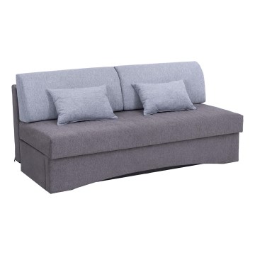 Tapicerowana rozkładana sofa trzyosobowa do codziennego spania bez podłokietników PAUL szara